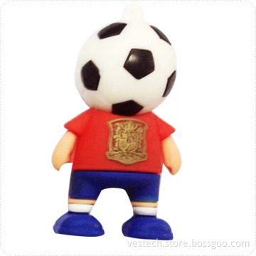Hot Sell Promotional Gift Espana Soccer Man 3D Custom PVC USB Flash Drive Pen Drive